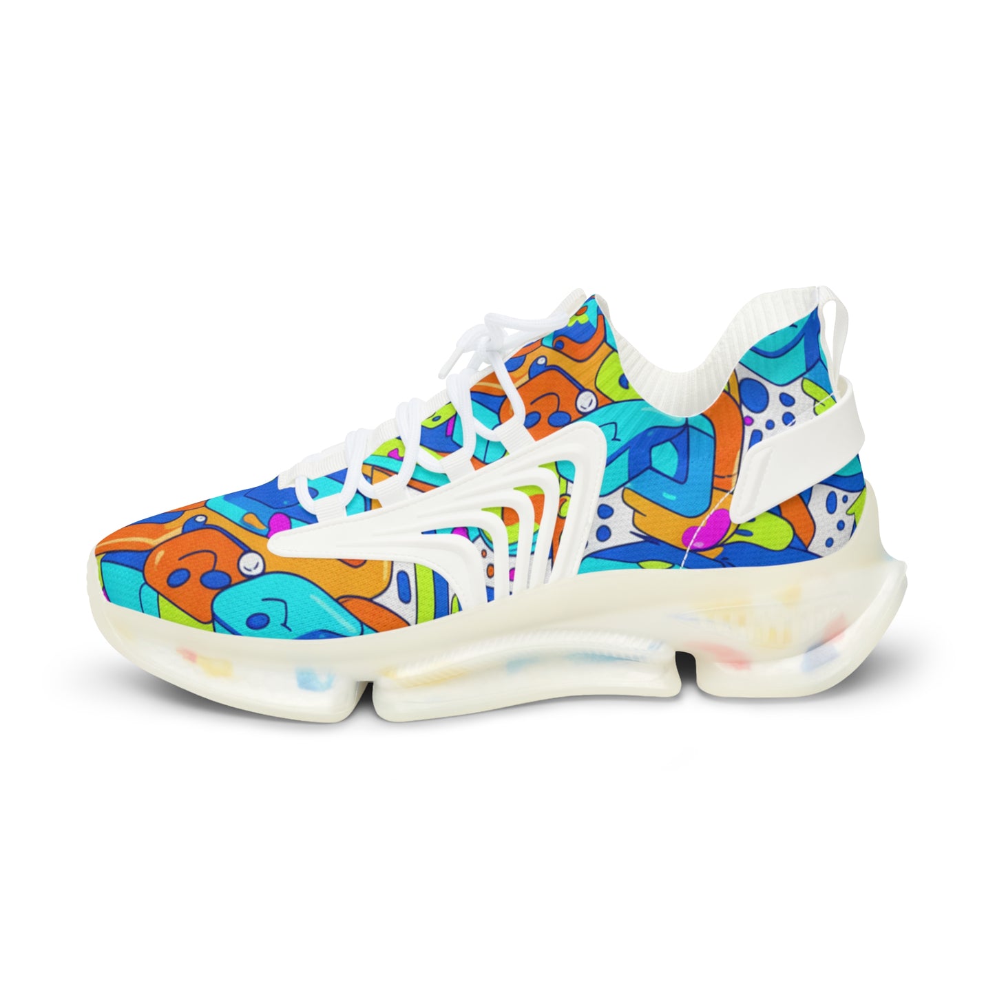 Men's Breathable Mesh Sneakers — Colorful Abstract Pattern Athletic Shoes (free shipping)