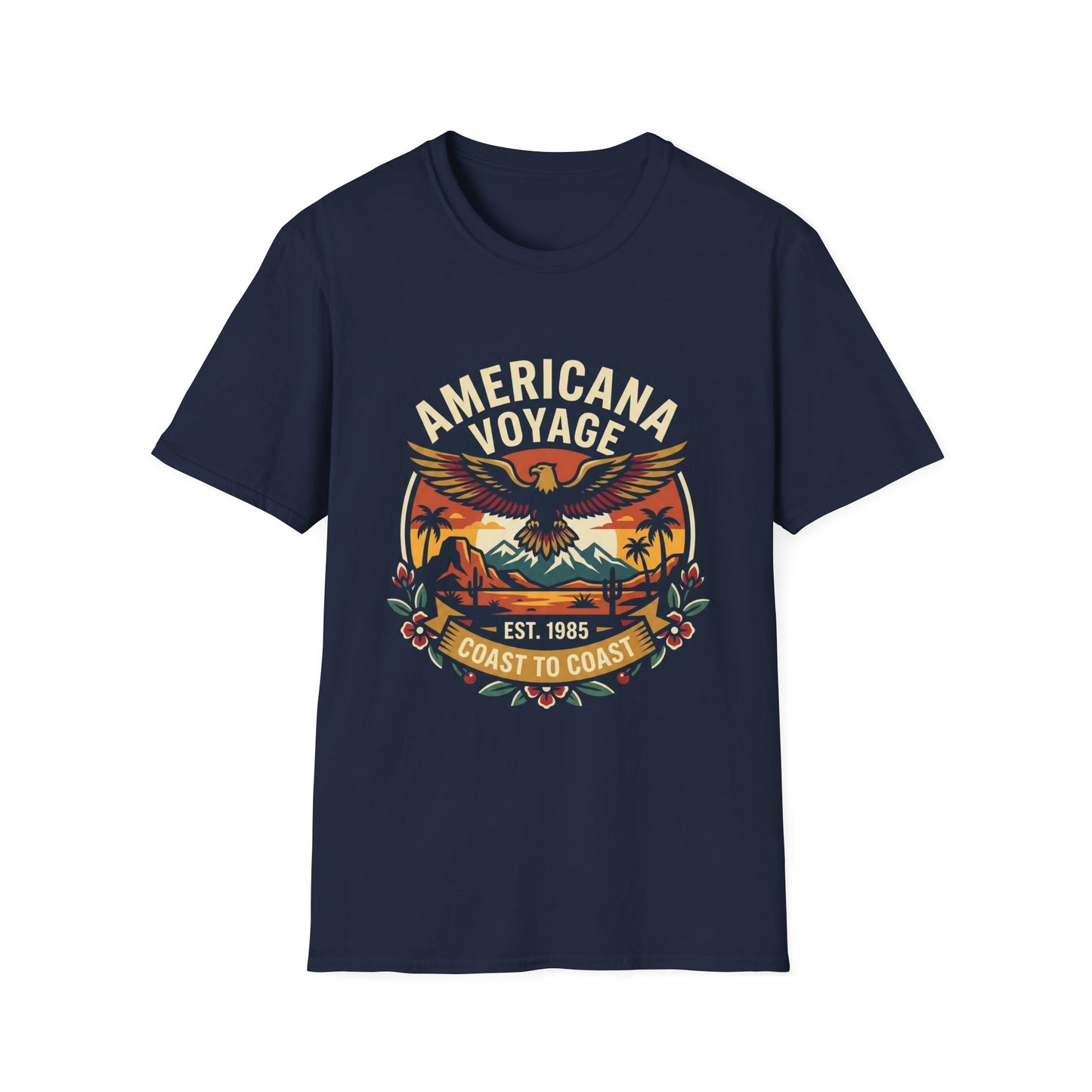 Americana Voyage retro Graphic T-Shirt — Coast to Coast Eagle Sunset