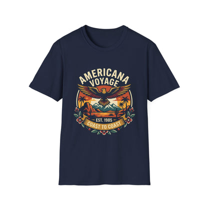 Americana Voyage retro Graphic T-Shirt — Coast to Coast Eagle Sunset