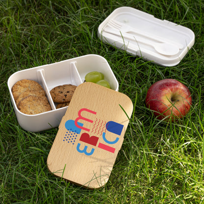 Patriotic Stylish Bento Lunch Box with “America” Design - Perfect for Meal Prep and School