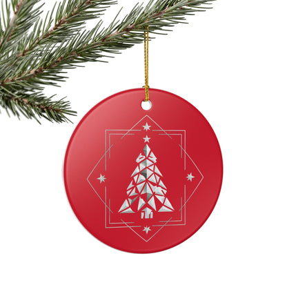 Geometric Christmas Tree Ceramic Ornament