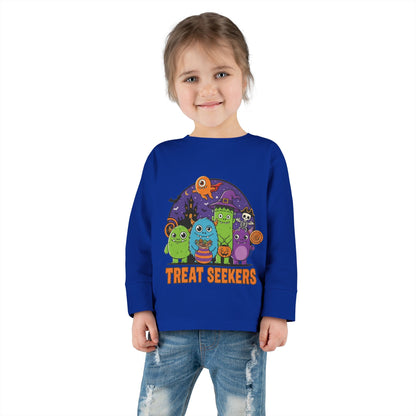 Toddler Halloween Long Sleeve Tee - Cute Treat Seekers Graphic, Kids Halloween Shirt, Trick-or-Treat Top, Fall Celebration Clothes