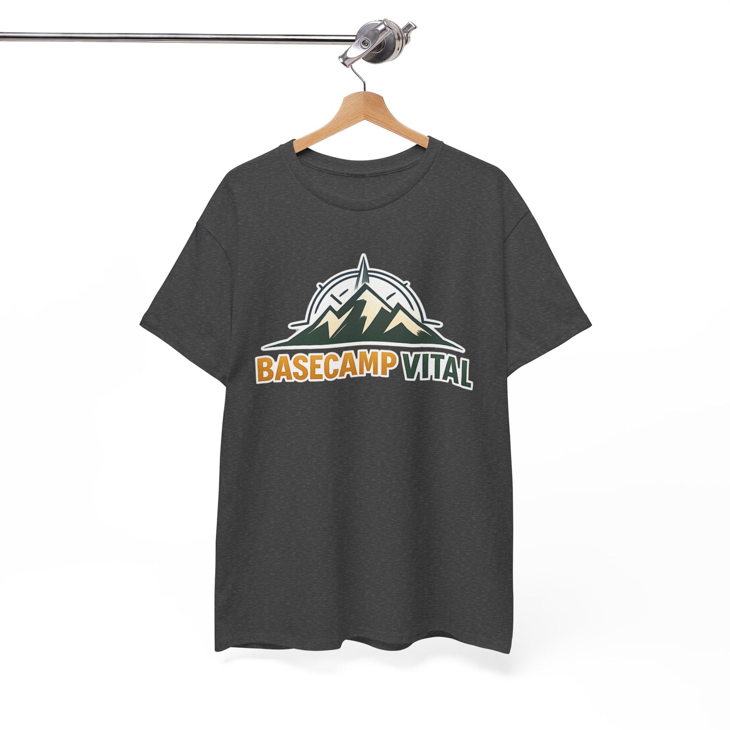 Base Camp Vital Mountain Compass Crewneck T-Shirt | Outdoor Hiking Graphic Tee | Midweight Cotton Trail Shirt (free shipping)