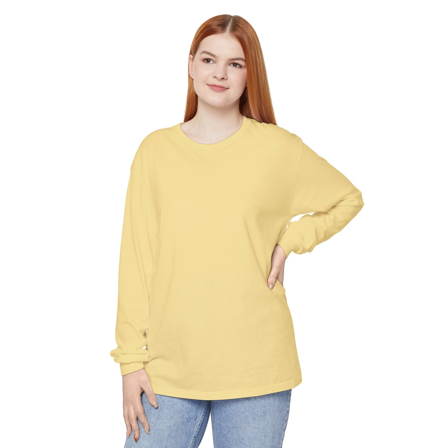 Women’s butter yellow Long Sleeve T-Shirt - Soft, Garment-Dyed Casual Wear