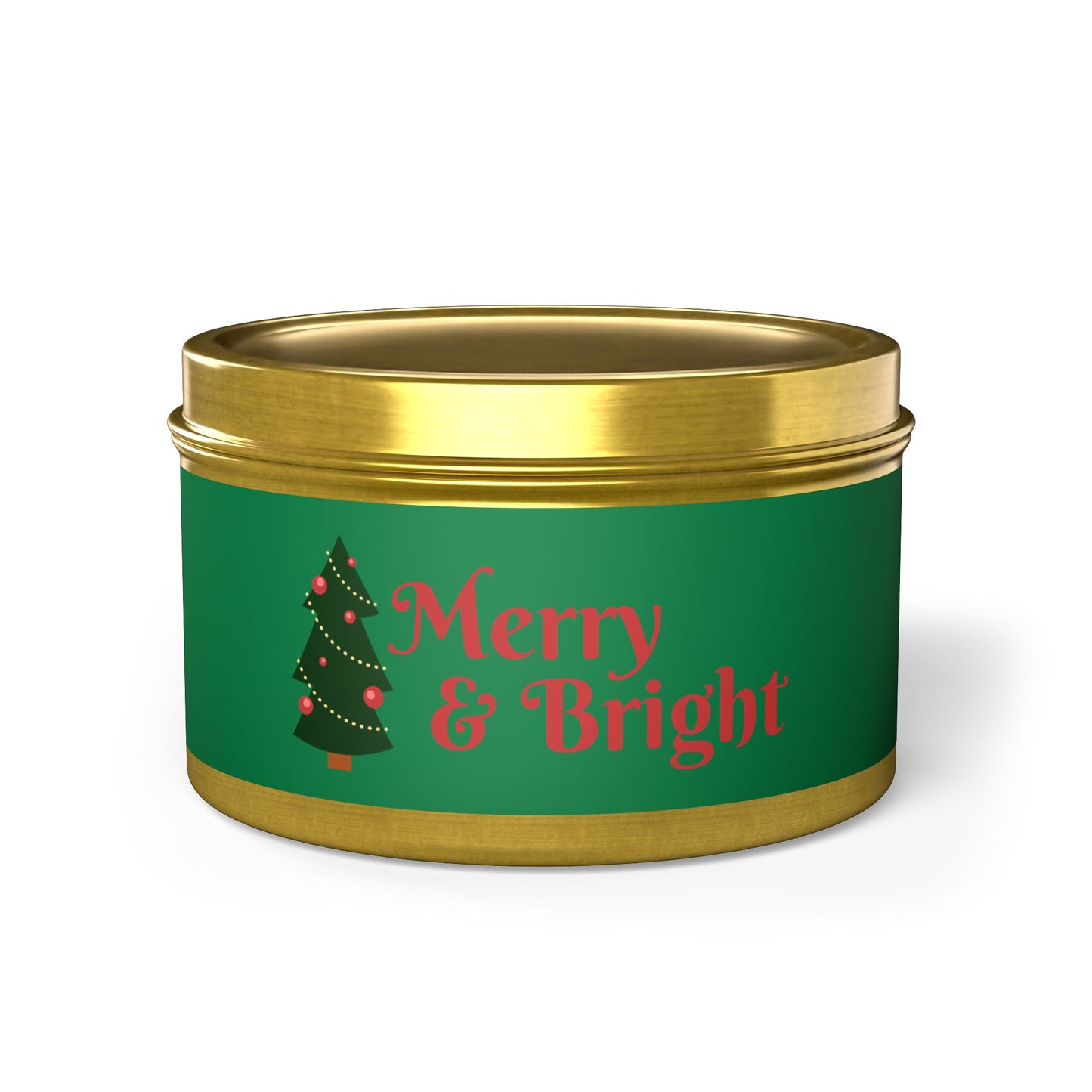 Merry & Bright Christmas eco-friendly Tin Candle — Holiday Scented Soy Candle- the give back candle collection