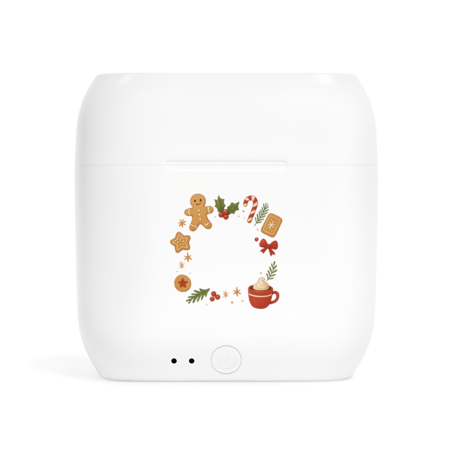 Wireless Earbuds Case — Holiday Gingerbread Wreath Design