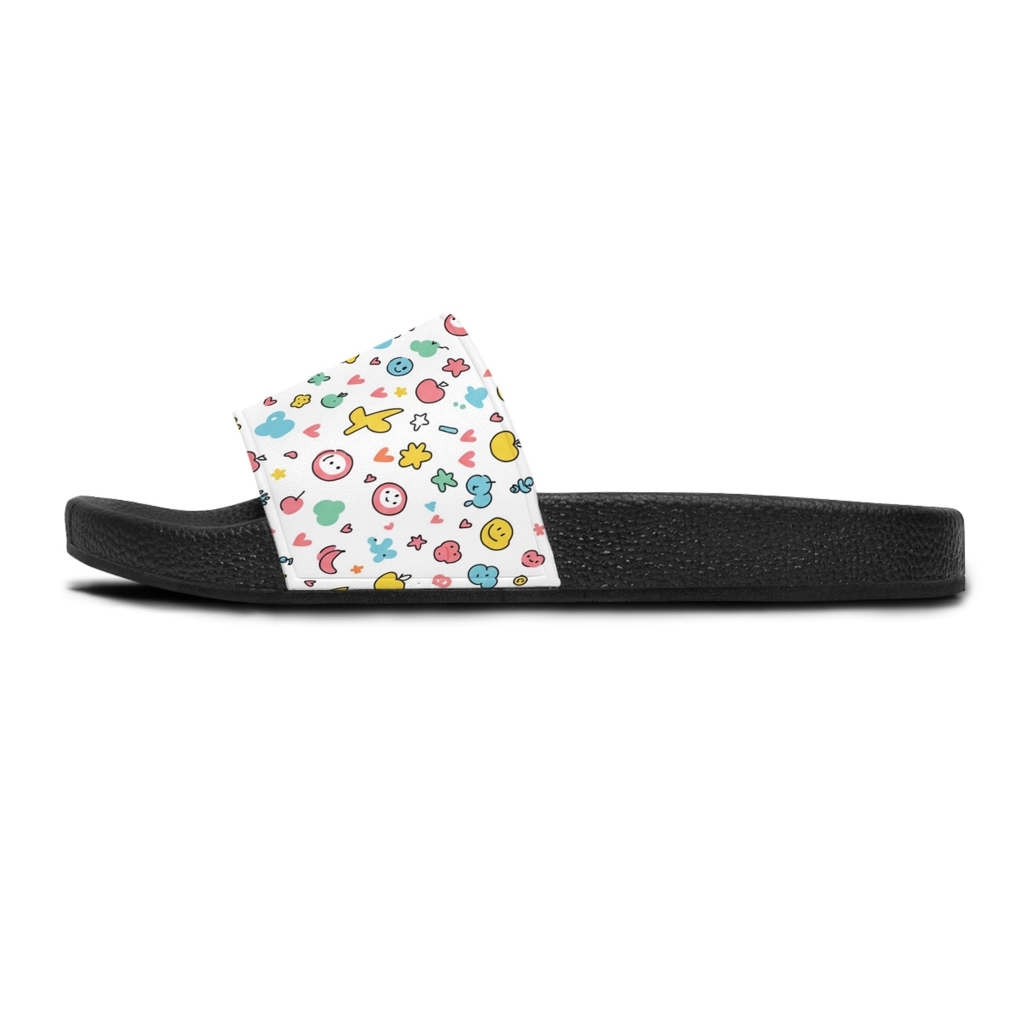 Women's Slide Sandals Playful Doodled Icons / Whimsical Objects