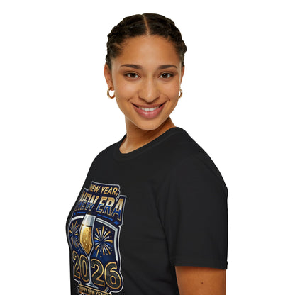 New Year 2026 T-Shirt – "New Year, New Era" Champagne & Fireworks Celebration Tee