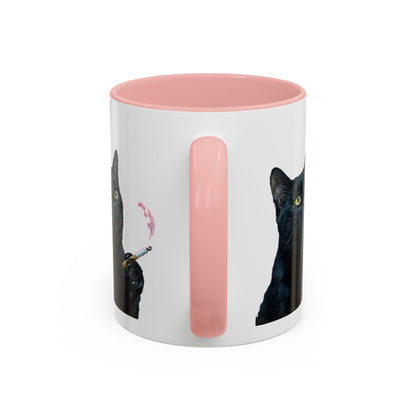 Happy and Dazzling smoking cat Cat Accent Coffee Mug — Cute Black Cat Coffee Cup (11/15oz) (free shipping)