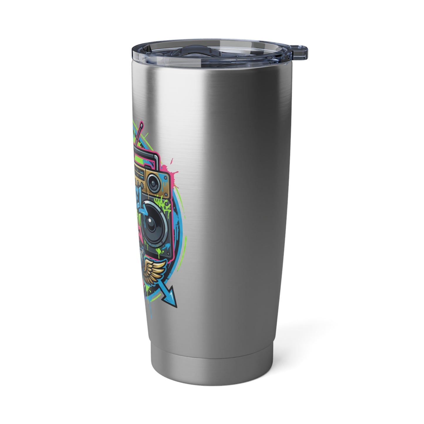 20oz Tumbler — Stainless Steel Travel Cup- 'Rebel City' neon spray paint