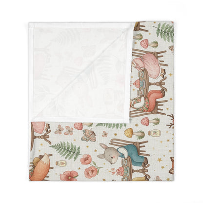 Boho Woodland Friends Baby Swaddle Blanket — Cute Fox & Bunny Nursery Swaddle