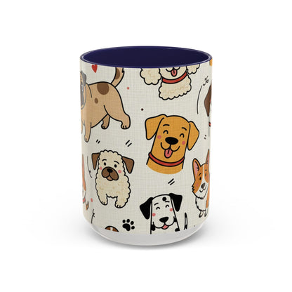 Cute Dog Pattern Accent Coffee Mug – Cute Cartoon Puppies 11/15oz