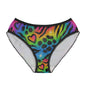 Retro 90’s Rainbow Animal Print Women's Briefs — Neon Leopard & Zebra Hearts All-Over Print
