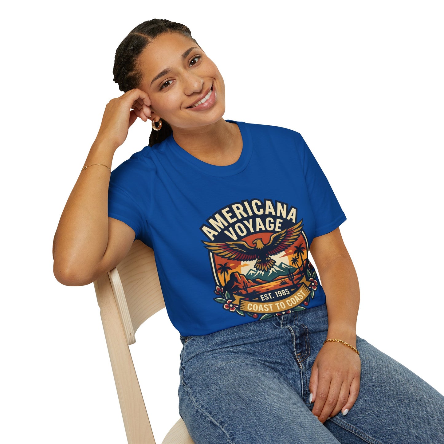 Americana Voyage retro Graphic T-Shirt — Coast to Coast Eagle Sunset