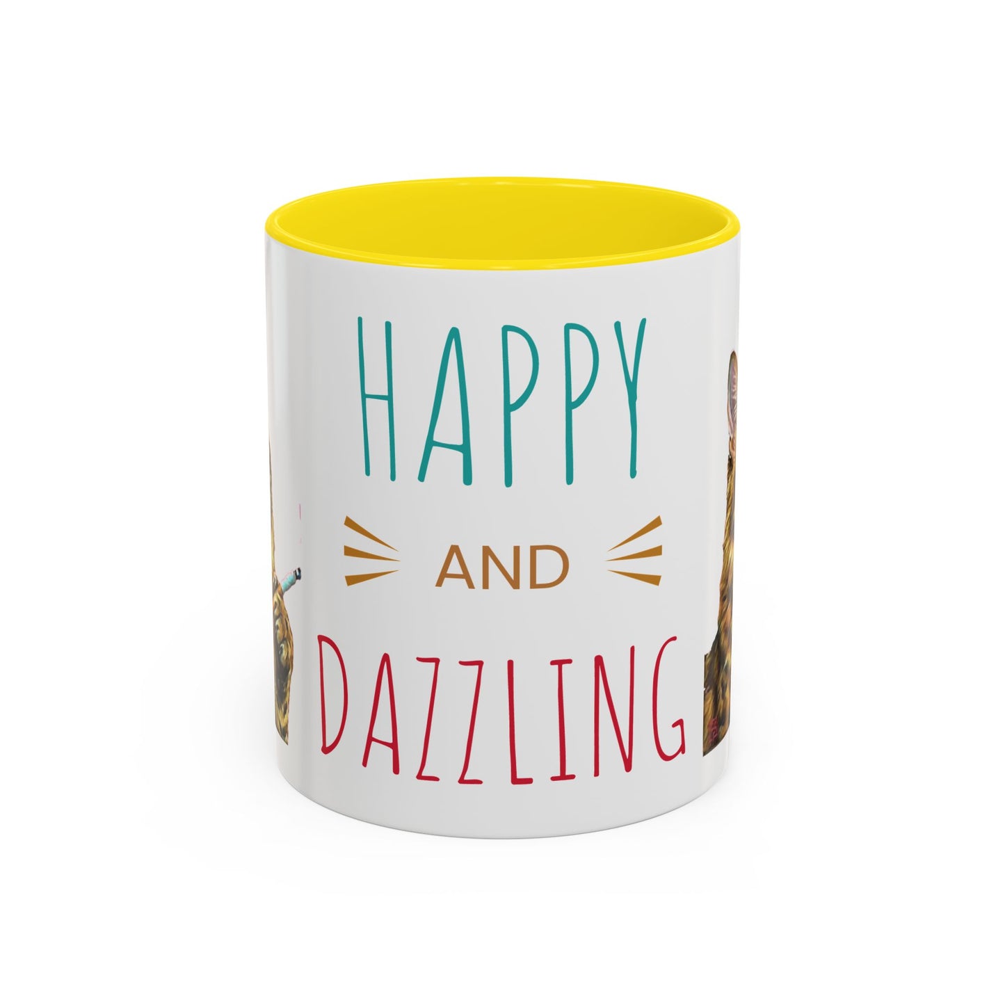 Happy and Dazzling smoking Cat Coffee Mug- cat smoking cigarette- funny (free shipping)