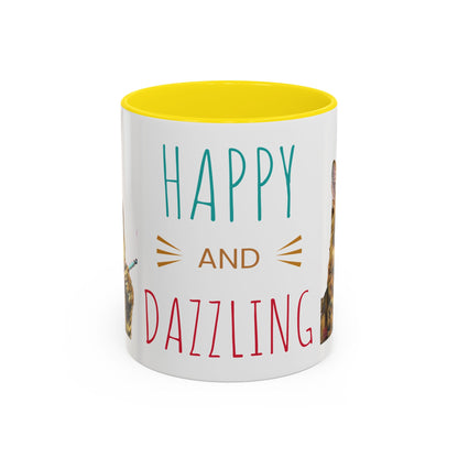 Happy and Dazzling smoking Cat Coffee Mug- cat smoking cigarette- funny (free shipping)