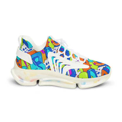 Men's Breathable Mesh Sneakers — Colorful Abstract Pattern Athletic Shoes (free shipping)