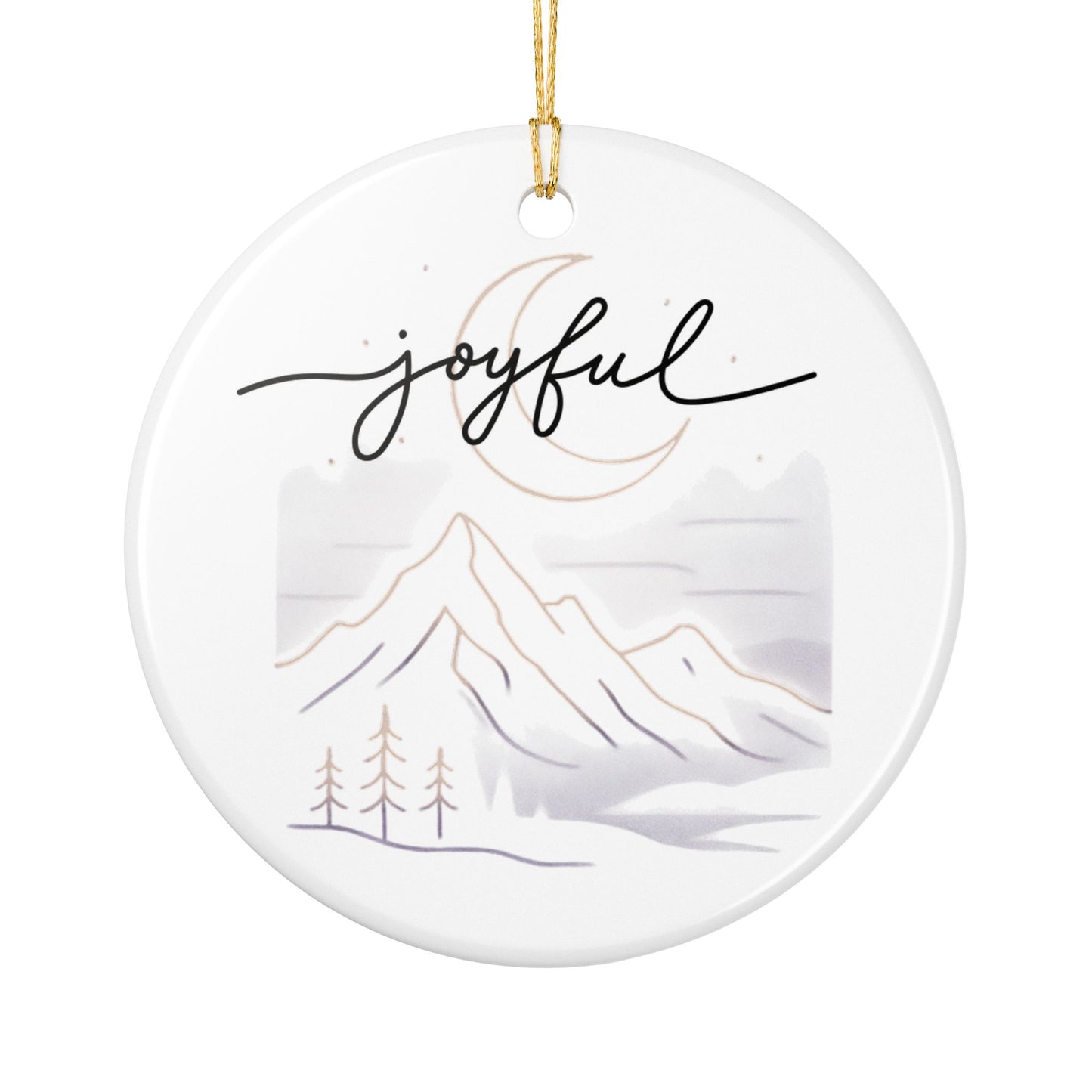 Joyful Mountain Ceramic Ornament – Holiday Tree Decoration