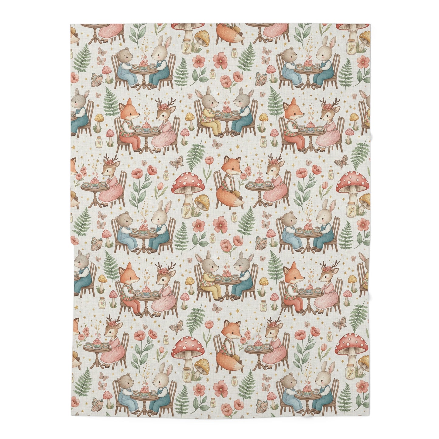 Boho Woodland Friends Baby Swaddle Blanket — Cute Fox & Bunny Nursery Swaddle