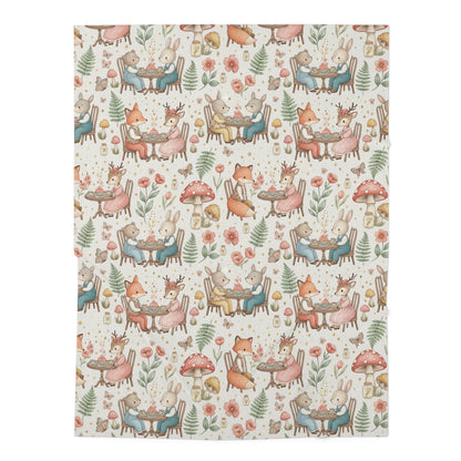 Boho Woodland Friends Baby Swaddle Blanket — Cute Fox & Bunny Nursery Swaddle