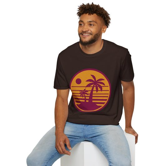 Retro Palm Sunset T-Shirt — Vintage Beach Palm Tree Tee