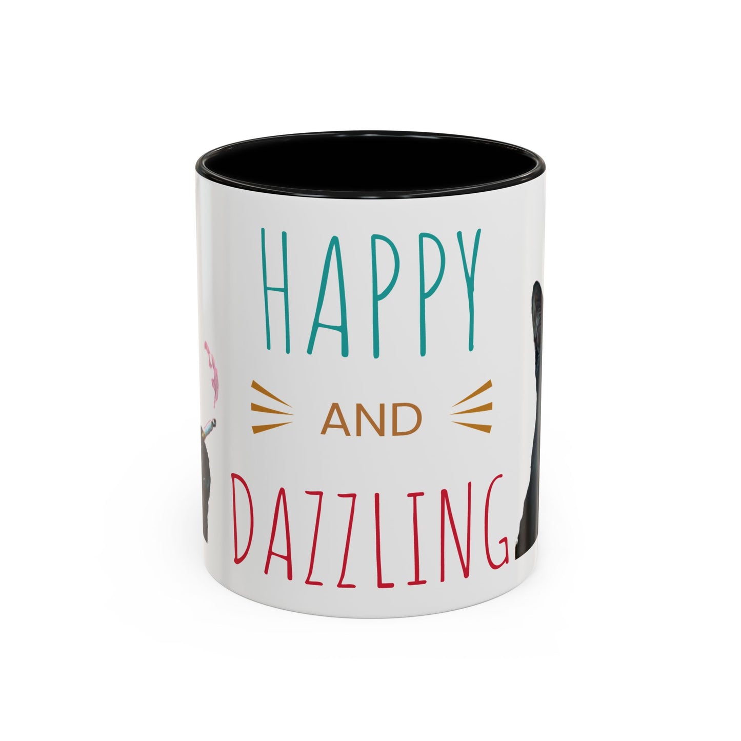 Happy and Dazzling smoking cat Cat Accent Coffee Mug — Cute Black Cat Coffee Cup (11/15oz) (free shipping)