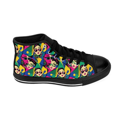 Men's High-Top Sneakers — Bold Pop Art Faces Pattern (free shipping)