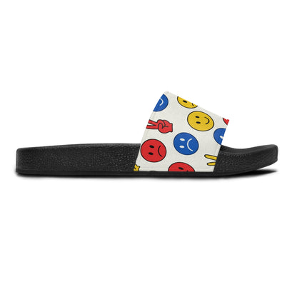Women's Slide Sandals Playful political Abstract Faces & Hand Gestures