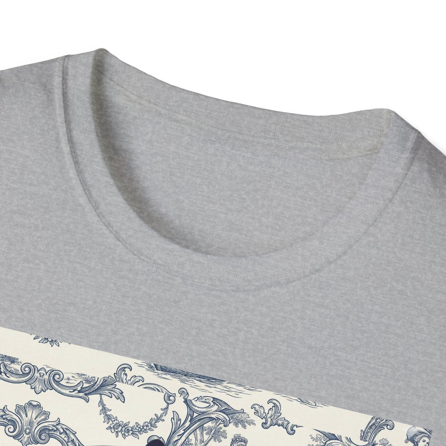 Glitch retro cracked porcelain doll face- Rococo Smartphone Toile - T-Shirt — Retro Mythology Art Tee