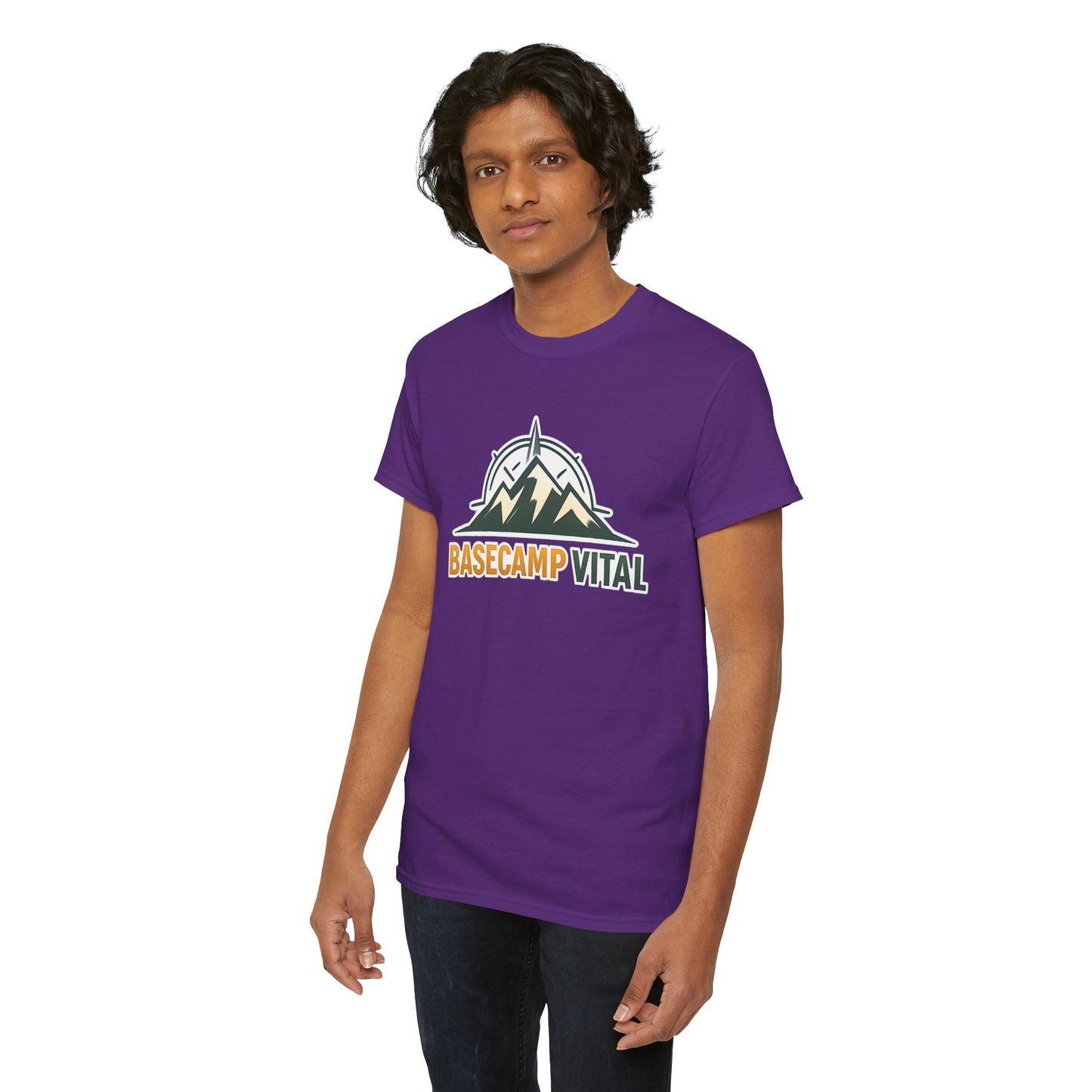 Base Camp Vital Mountain Compass Crewneck T-Shirt | Outdoor Hiking Graphic Tee | Midweight Cotton Trail Shirt (free shipping)