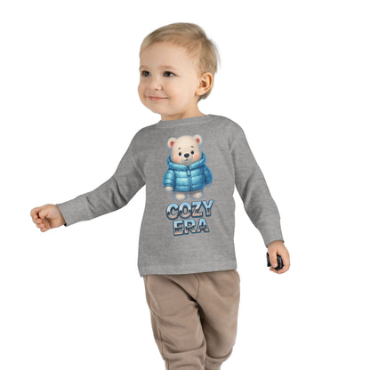 Cozy Era Toddler Long Sleeve Tee — Cute Bear in Puffer Jacket