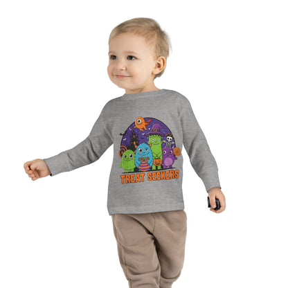 Toddler Halloween Long Sleeve Tee - Cute Treat Seekers Graphic, Kids Halloween Shirt, Trick-or-Treat Top, Fall Celebration Clothes