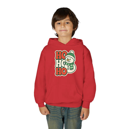 Youth kids Christmas Hoodie - 'HO HO HO' Snowman Holiday Sweatshirt