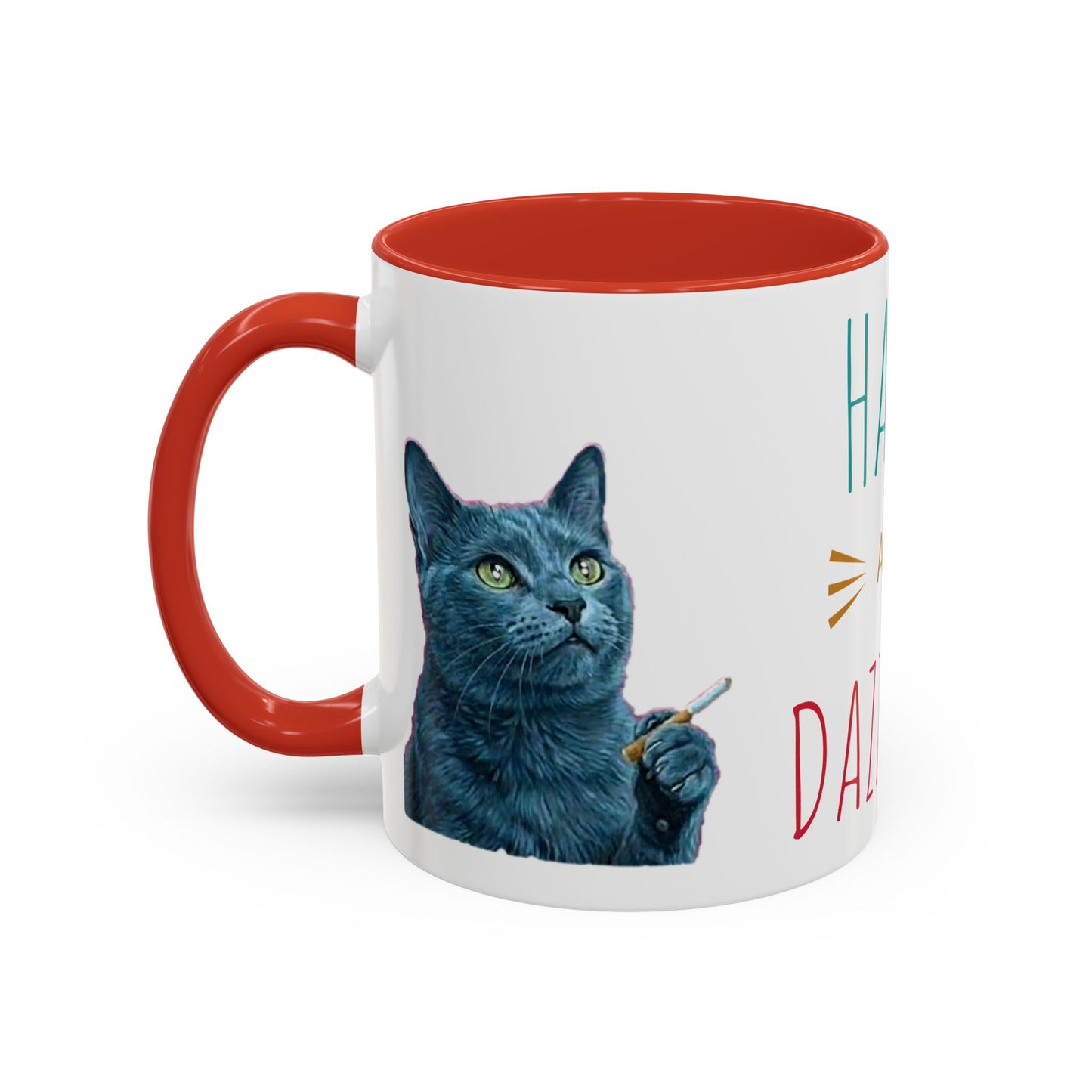 Happy and dazzling smoking cat Coffee Mug — "Happy and Dazzling" Cat Accent Mug (11/15oz) (free shipping)