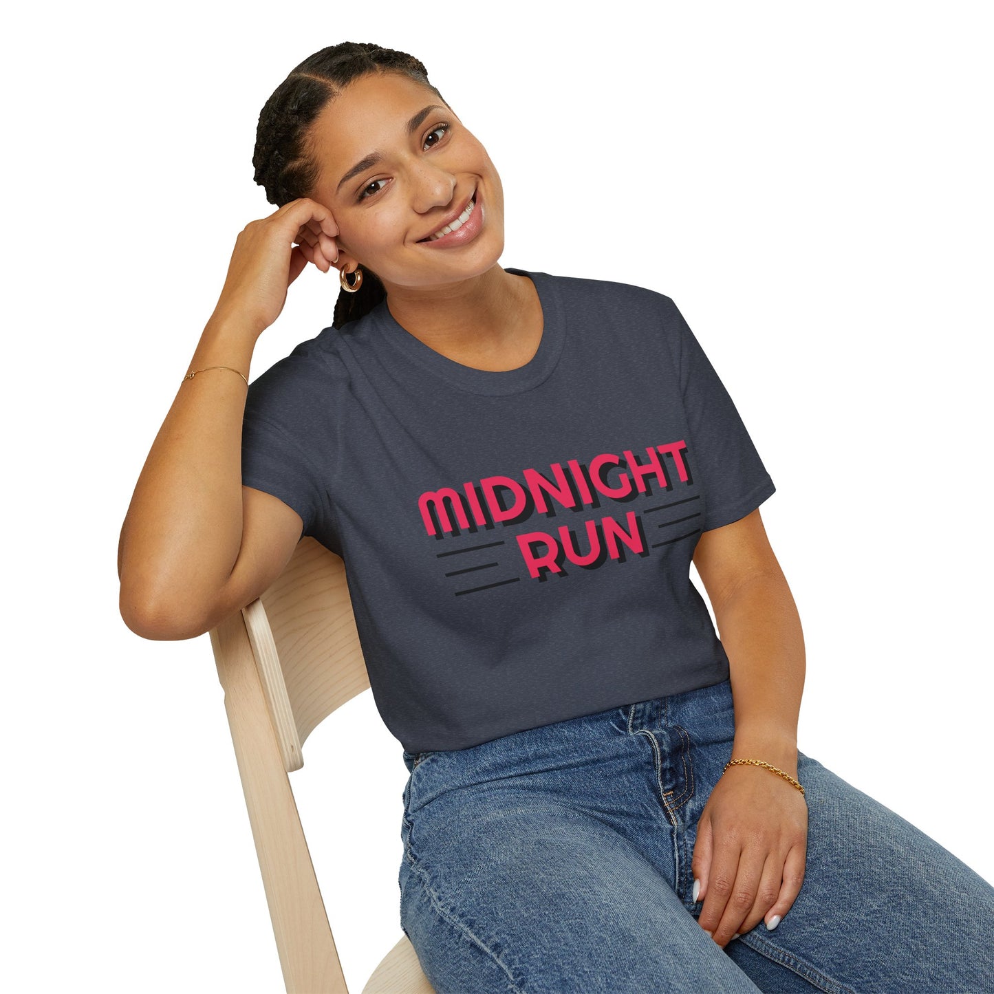 Midnight Run T-Shirt — Retro Pink Track Graphic Tee