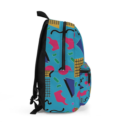 Backpack — Retro 80s Memphis Print School Backpack (Teal, Pink & Blue)