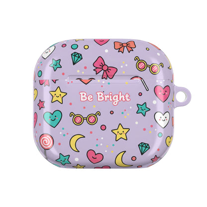 Be Bright Purple Kawaii AirPod Case — Cute Star, Heart & Moon Protective Cover (free shipping)
