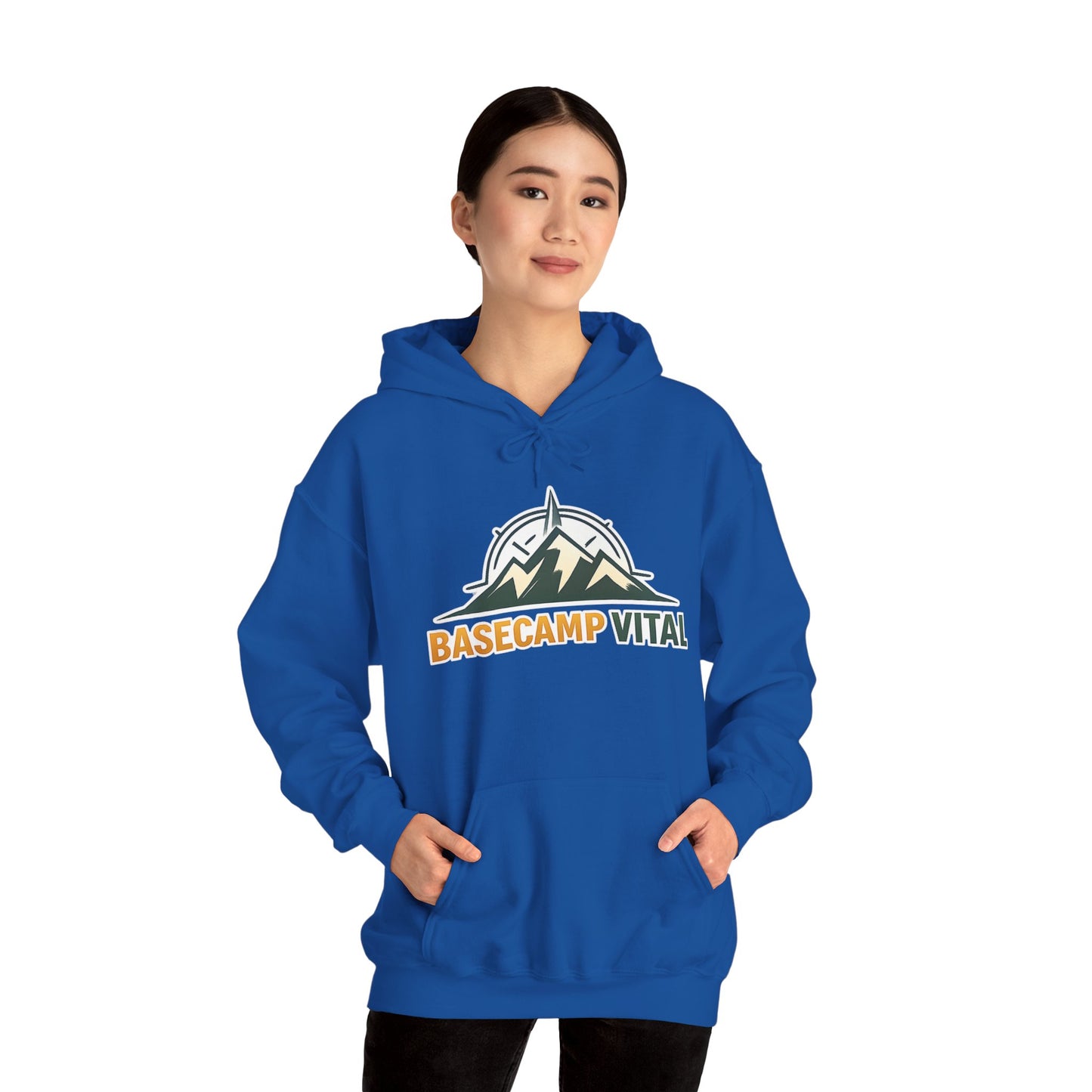 Base Camp Vital Outdoor Fleece Hoodie | Mountain Compass Graphic Pullover | 50/50 Midweight Trail Hoodie  Vital Hoodie  (free shipping)