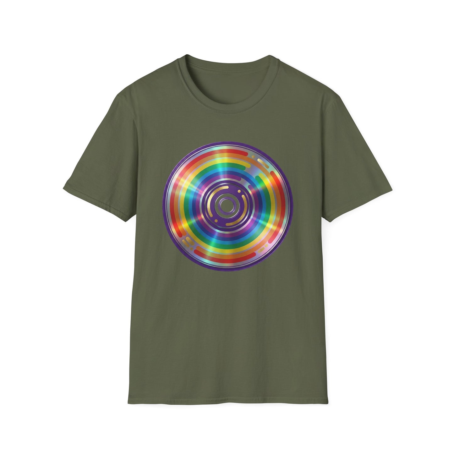 Retro Rainbow CD- Vinyl Record T-Shirt