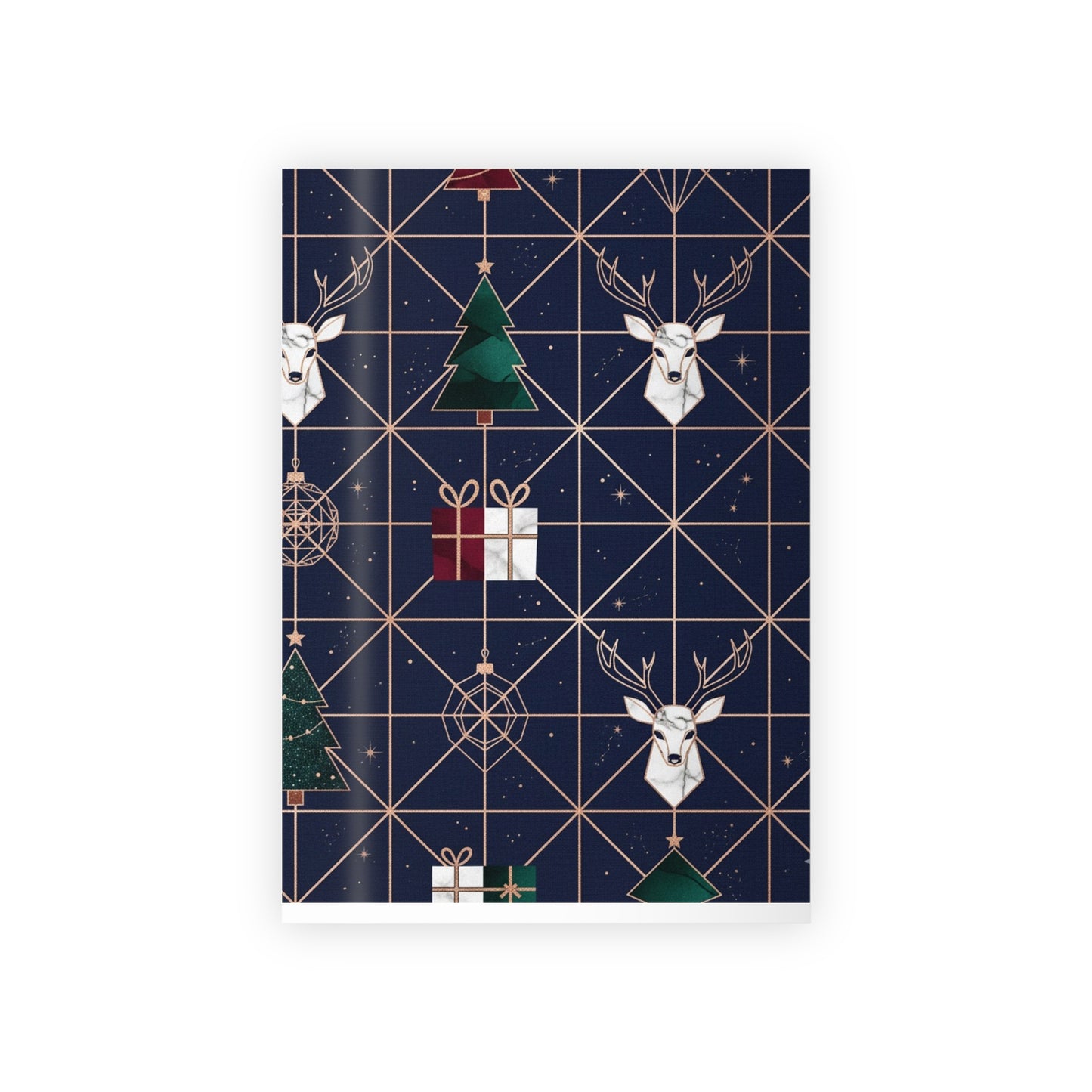 Holiday Gift Wrapping Paper Roll with Trees and Reindeer