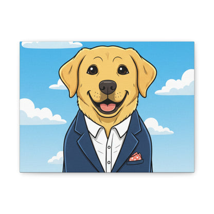 Golden Retriever Portrait Canvas - Dressed Dog Wall Art, Whimsical Pet Decor (free shipping)