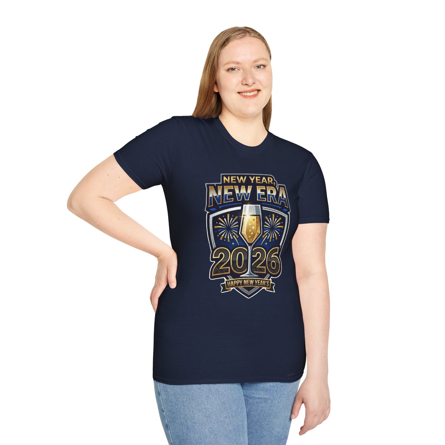 New Year 2026 T-Shirt – "New Year, New Era" Champagne & Fireworks Celebration Tee
