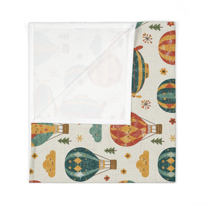 Boho-Vintage Hot Air Balloon Baby Swaddle Blanket – Soft Nursery Wrap