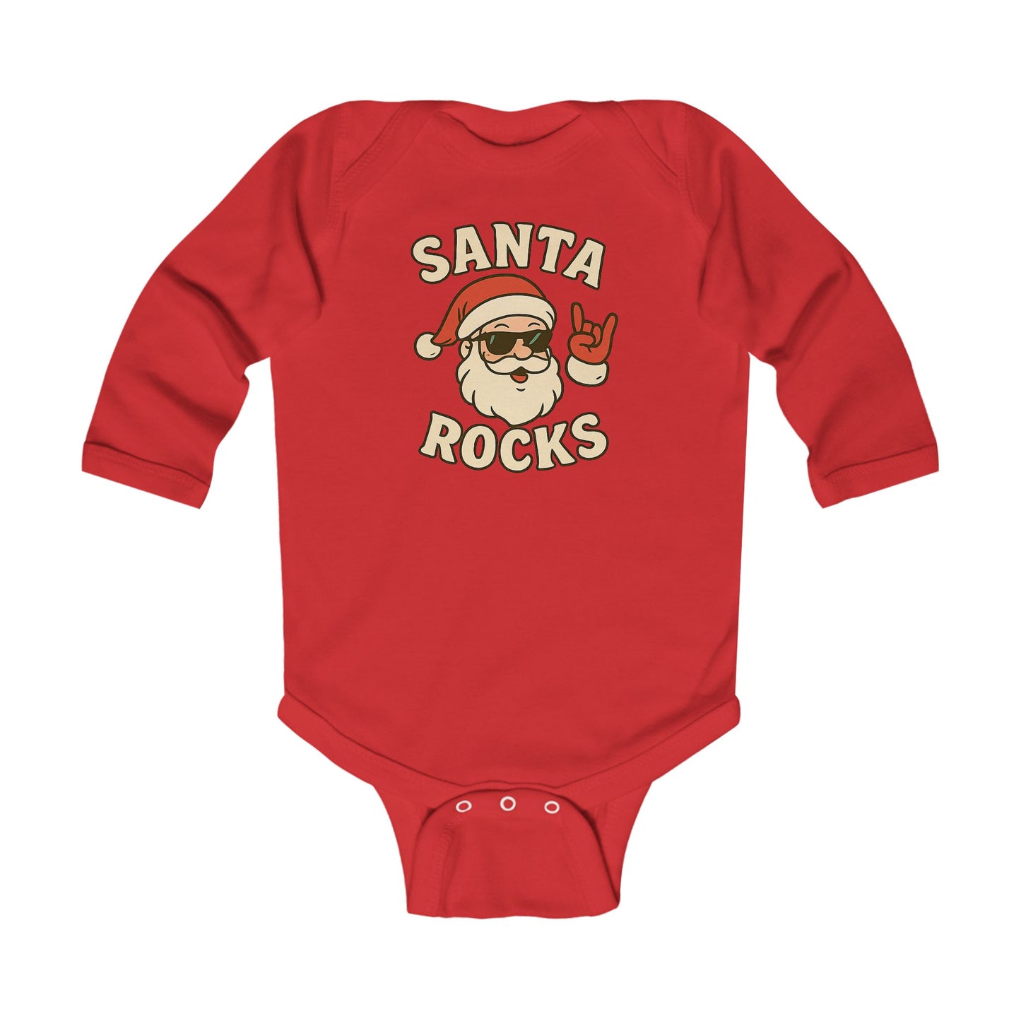 Infant Bodysuit — 'Santa Rocks' Cute Rocker Santa Baby Onesie, Christmas Holiday Outfit