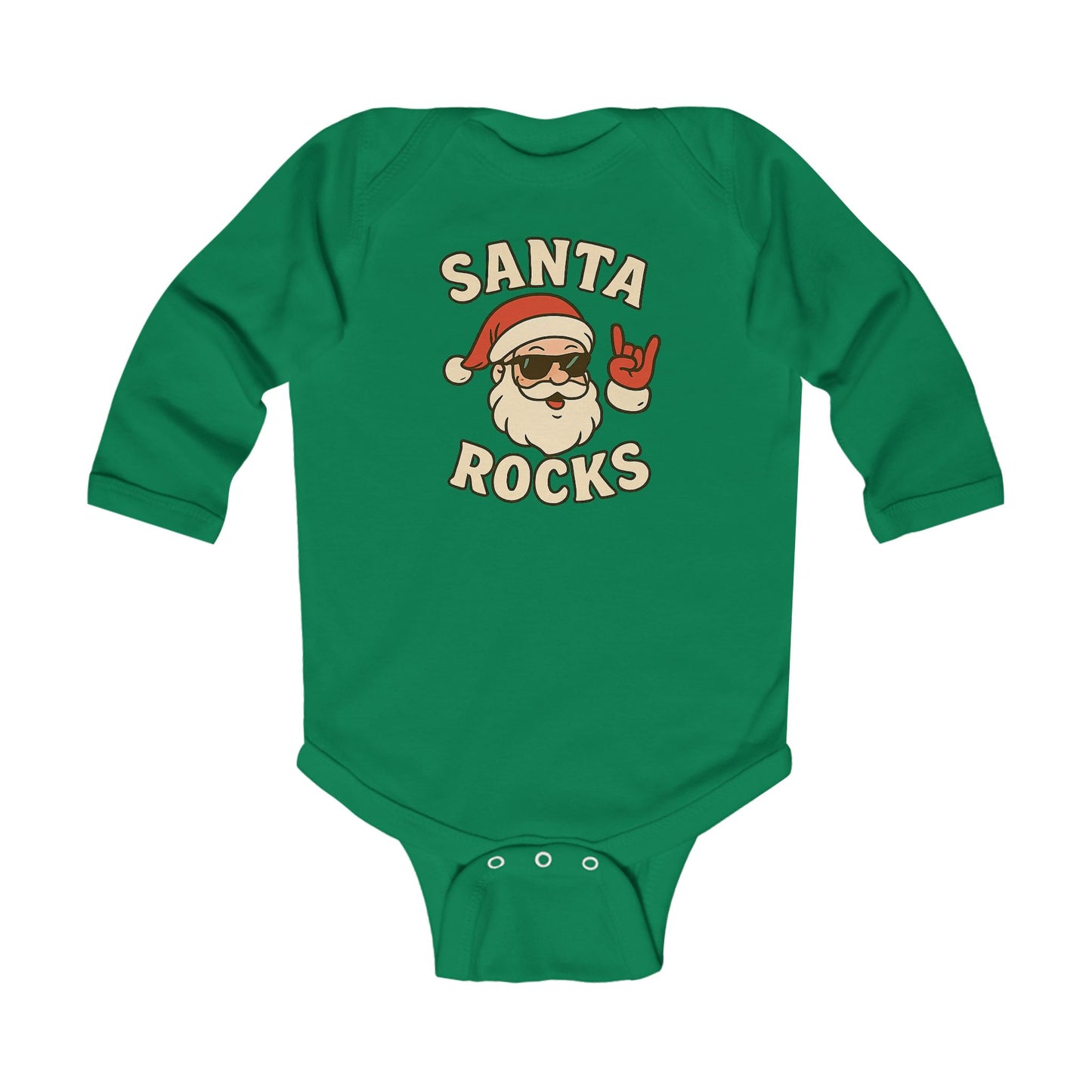 Infant Bodysuit — 'Santa Rocks' Cute Rocker Santa Baby Onesie, Christmas Holiday Outfit