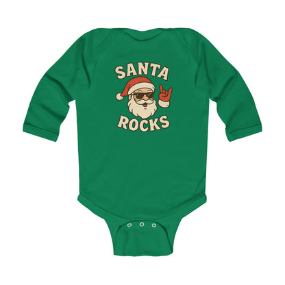 Infant Bodysuit — 'Santa Rocks' Cute Rocker Santa Baby Onesie, Christmas Holiday Outfit