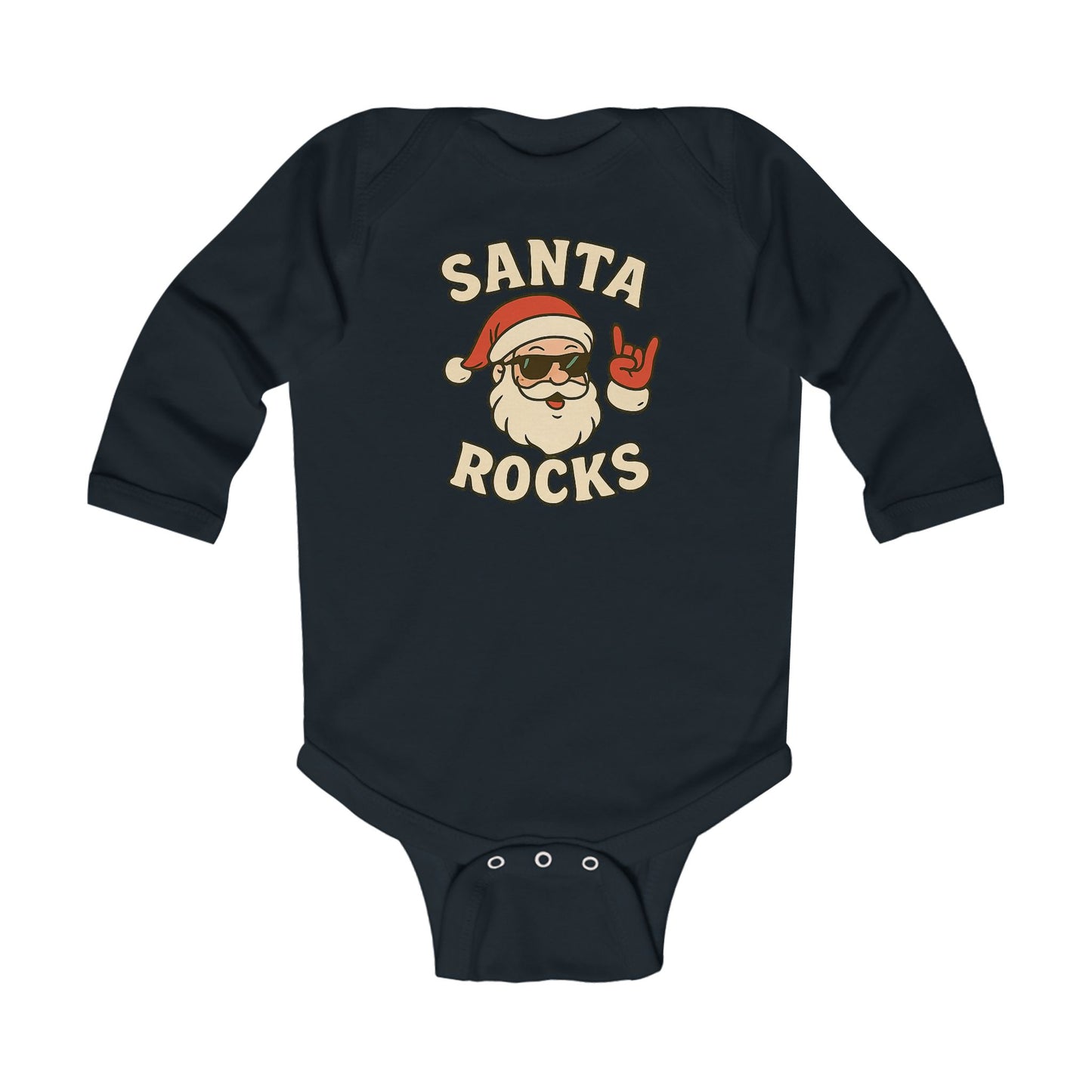 Infant Bodysuit — 'Santa Rocks' Cute Rocker Santa Baby Onesie, Christmas Holiday Outfit