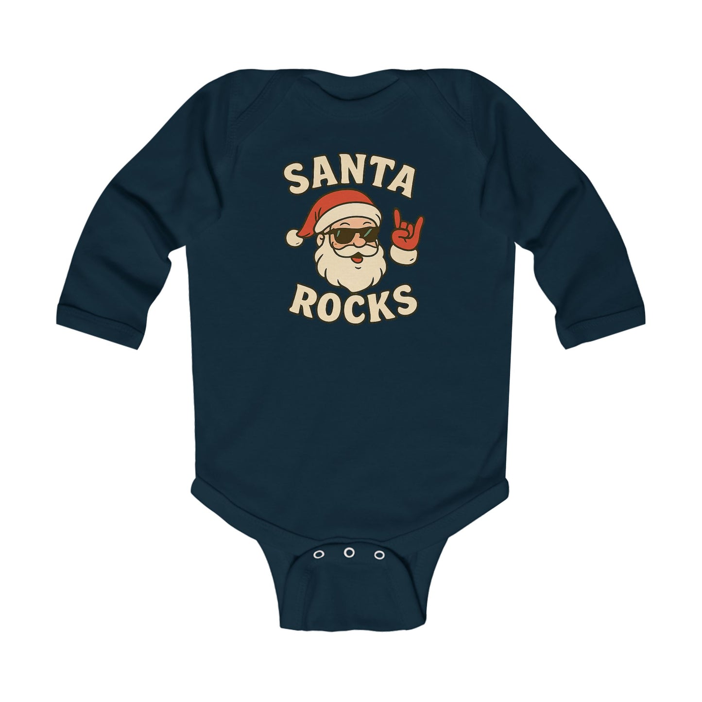 Infant Bodysuit — 'Santa Rocks' Cute Rocker Santa Baby Onesie, Christmas Holiday Outfit