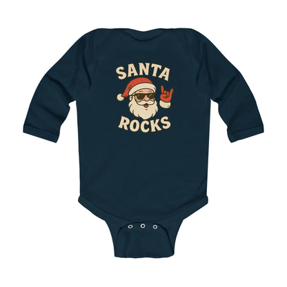 Infant Bodysuit — 'Santa Rocks' Cute Rocker Santa Baby Onesie, Christmas Holiday Outfit