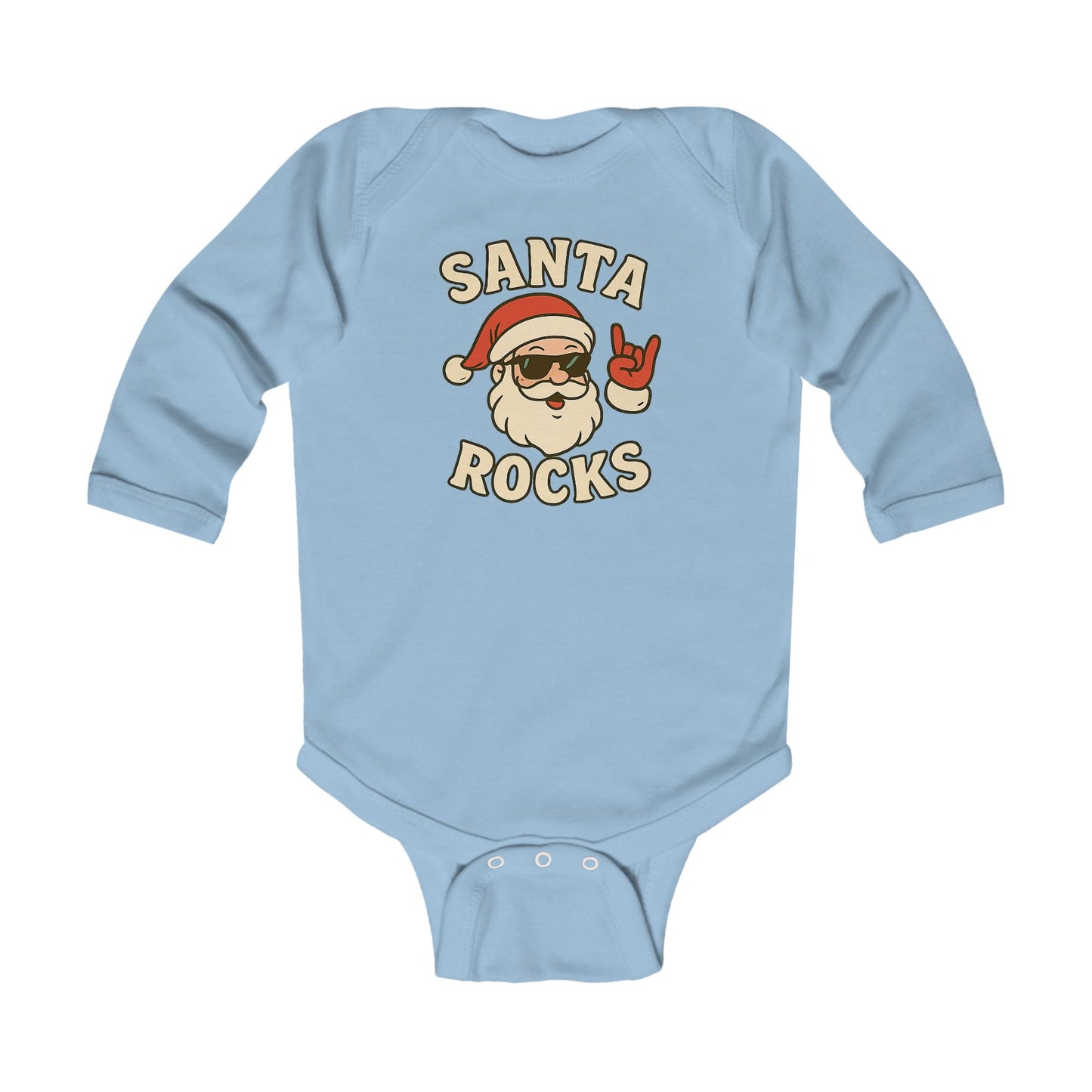 Infant Bodysuit — 'Santa Rocks' Cute Rocker Santa Baby Onesie, Christmas Holiday Outfit